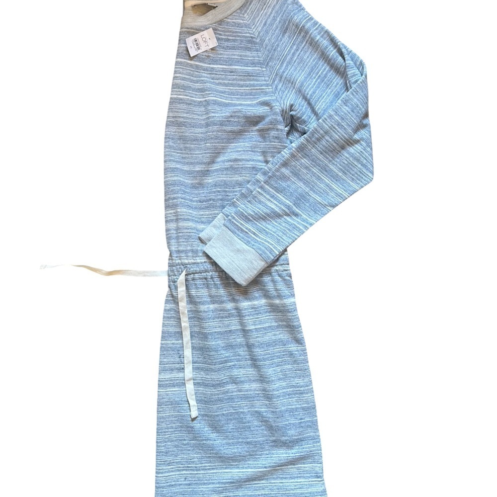 LOFT Space Dyed Women’s Gray Cinched Waist Sweatshirt Dress New With Tags Size M - Picture 6 of 8